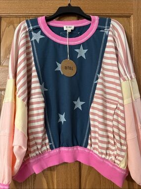 BIBBI Pullover mixed material, exposed seams, oversized new small SHARP